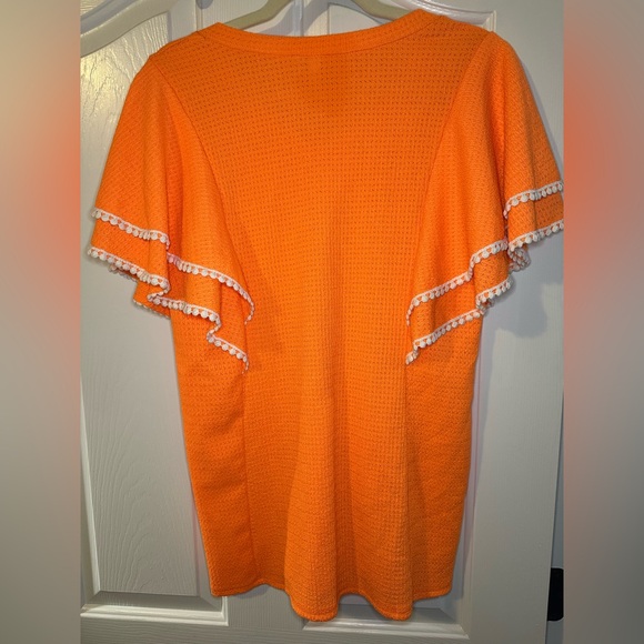 Celeste Orange Ruffle Sleeve Top - Picture 5 of 5